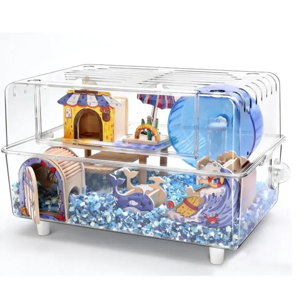 10-in-1 Acrylic Hamster Cage 2-Tier Habitat Kit Large 23” w/ Accessories